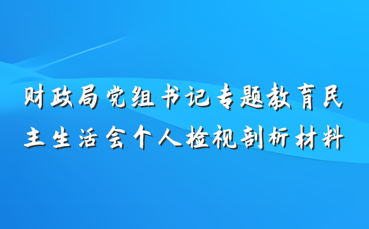 财政局党组书记专题教育民主生活会个人检视剖析材料