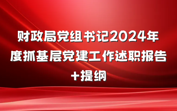 财政局党组书记2024年度抓基层党建工作述职报告 提纲