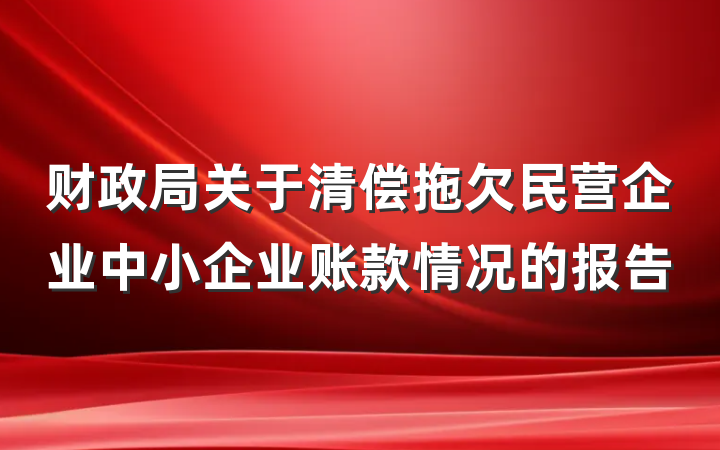 财政局关于清偿拖欠民营企业中小企业账款情况的报告