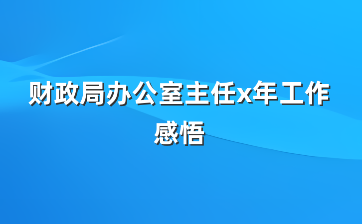 财政局办公室主任x年工作感悟