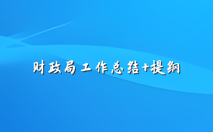财政局工作总结 提纲
