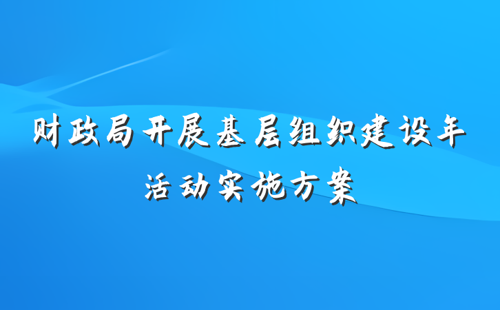 财政局开展基层组织建设年活动实施方案