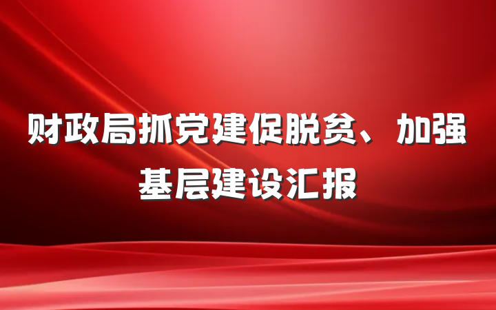 财政局抓党建促脱贫、加强基层建设汇报