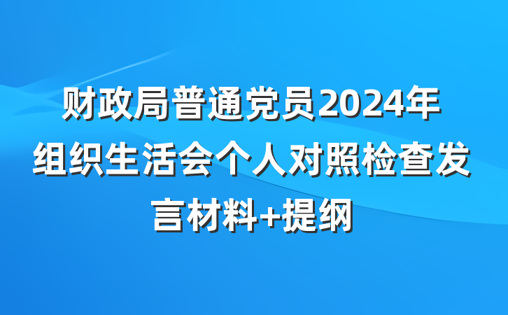 财政局普通党员2024年组织生活会个人对照检查发言材料 提纲