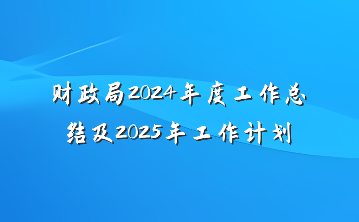 财政局2024年度工作总结及2025年工作计划