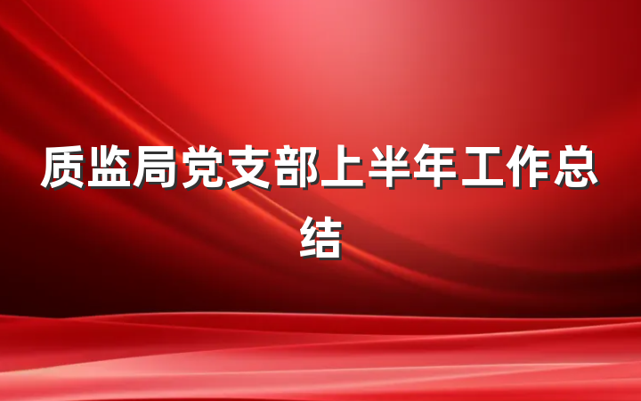 质监局党支部上半年工作总结