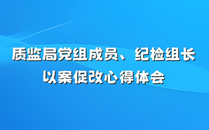 质监局党组成员、纪检组长以案促改心得体会