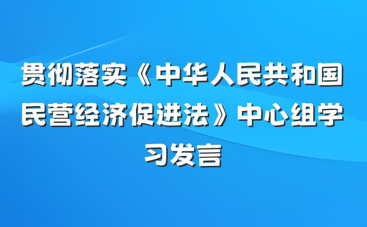 贯彻落实《中华人民共和国民营经济促进法》中心组学习发言