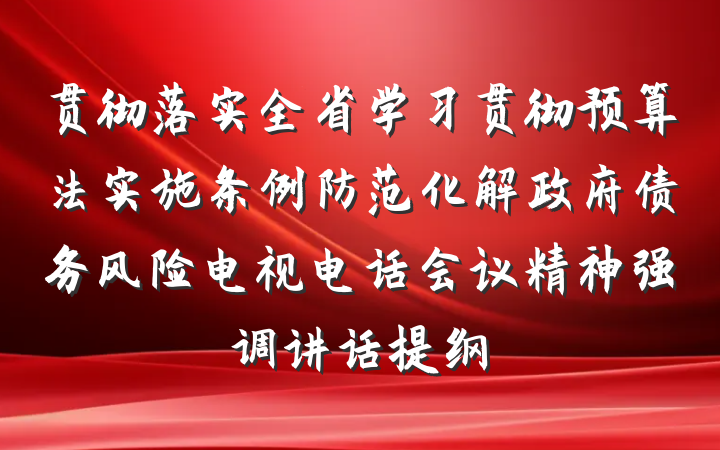 贯彻落实全省学习贯彻预算法实施条例防范化解政府债务风险电视电话会议精神强调讲话提纲