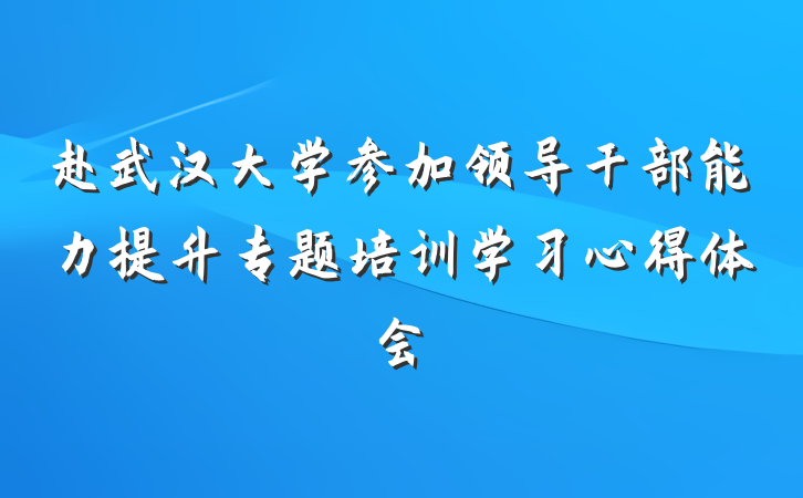 赴武汉大学参加领导干部能力提升专题培训学习心得体会