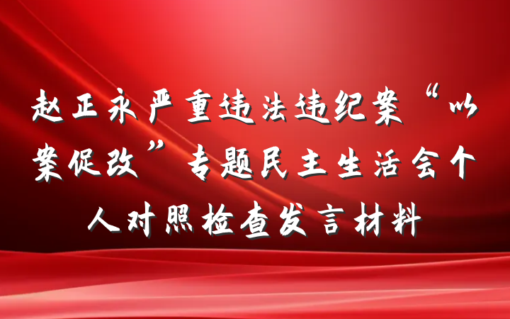 赵正永严重违法违纪案“以案促改”专题民主生活会个人对照检查发言材料