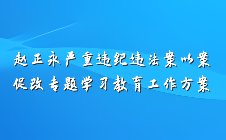 赵正永严重违纪违法案以案促改专题学习教育工作方案