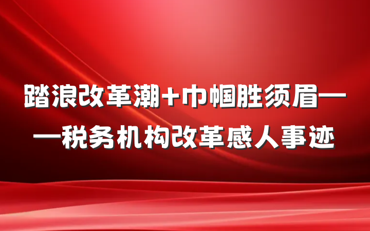 踏浪改革潮 巾帼胜须眉——税务机构改革感人事迹