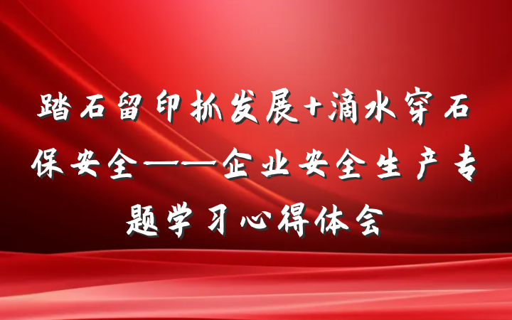 踏石留印抓发展 滴水穿石保安全——企业安全生产专题学习心得体会