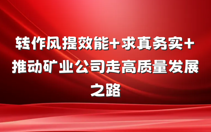 转作风提效能 求真务实 推动矿业公司走高质量发展之路