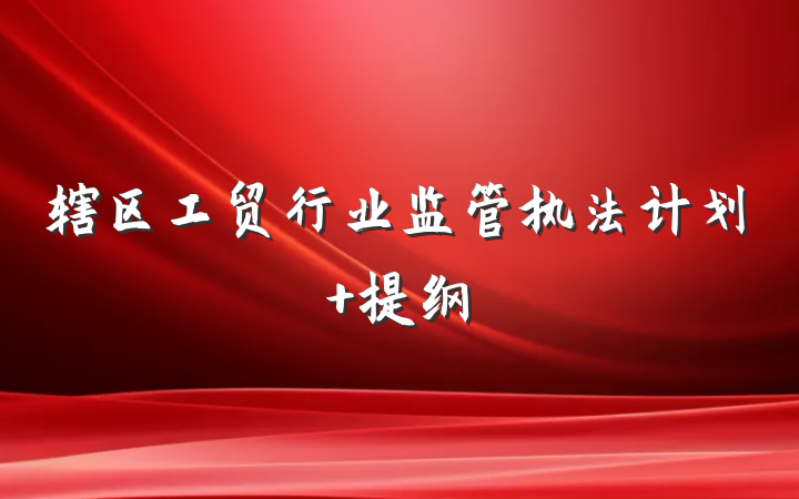 辖区工贸行业监管执法计划 提纲