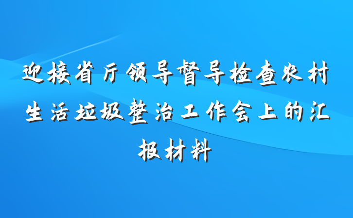 迎接省厅领导督导检查农村生活垃圾整治工作会上的汇报材料