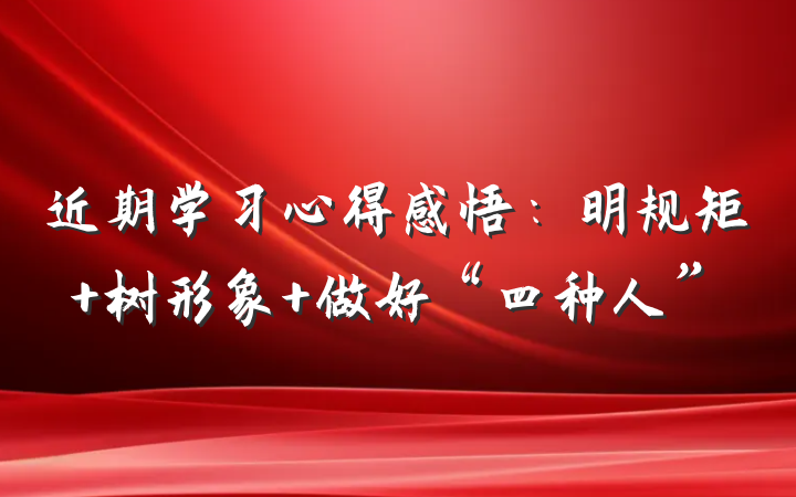 近期学习心得感悟：明规矩 树形象 做好“四种人”