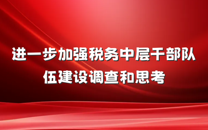 进一步加强税务中层干部队伍建设调查和思考