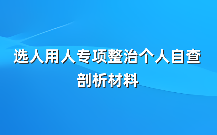 选人用人专项整治个人自查剖析材料