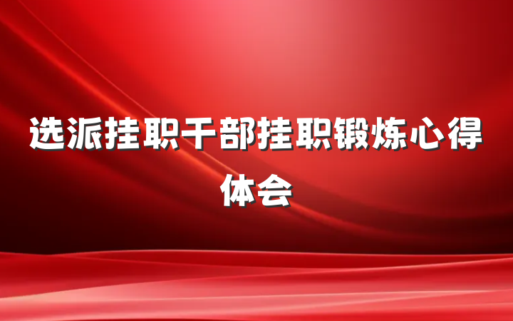 选派挂职干部挂职锻炼心得体会