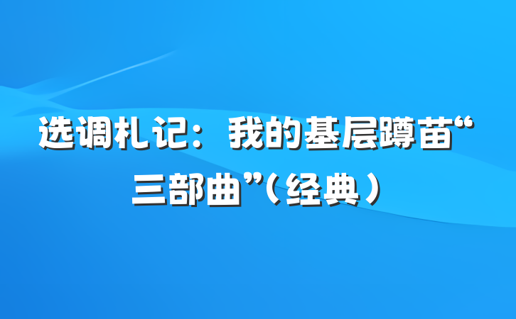选调札记：我的基层蹲苗“三部曲”（经典）