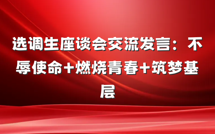 选调生座谈会交流发言：不辱使命 燃烧青春 筑梦基层