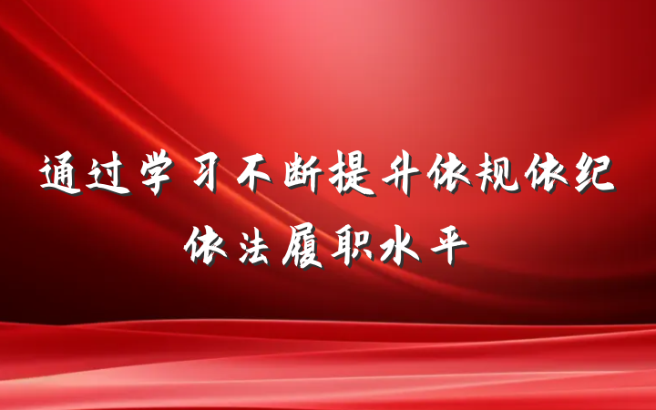 通过学习不断提升依规依纪依法履职水平