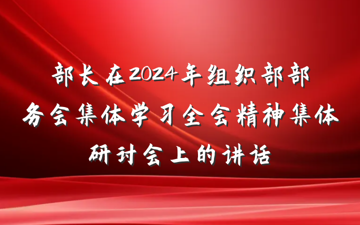 部长在2024年组织部部务会集体学习全会精神集体研讨会上的讲话