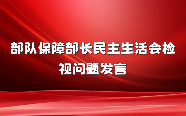 部队保障部长民主生活会检视问题发言