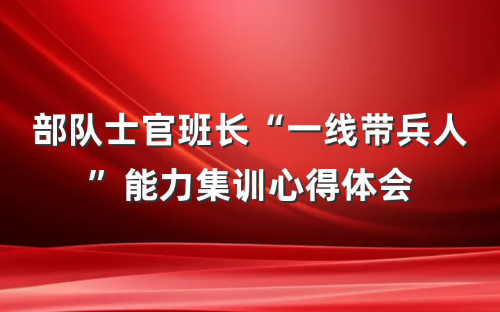 部队士官班长“一线带兵人”能力集训心得体会
