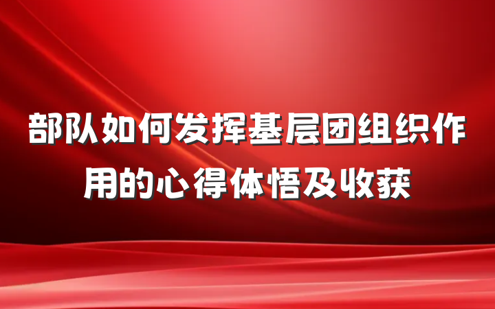 部队如何发挥基层团组织作用的心得体悟及收获