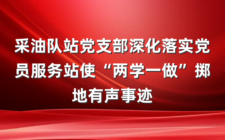采油队站党支部深化落实党员服务站使“两学一做”掷地有声事迹
