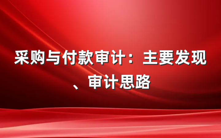采购与付款审计：主要发现、审计思路