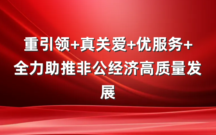 重引领 真关爱 优服务 全力助推非公经济高质量发展