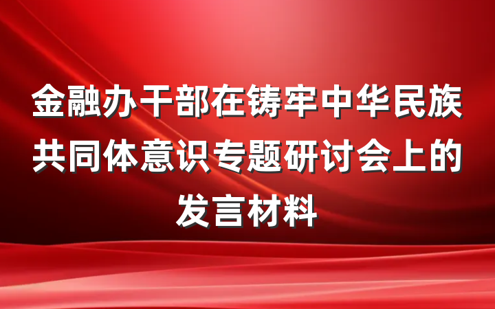 金融办干部在铸牢中华民族共同体意识专题研讨会上的发言材料