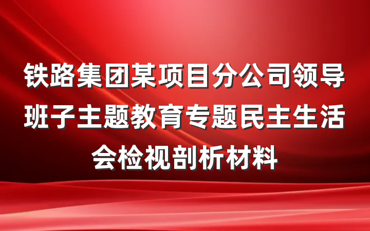 铁路集团某项目分公司领导班子主题教育专题民主生活会检视剖析材料