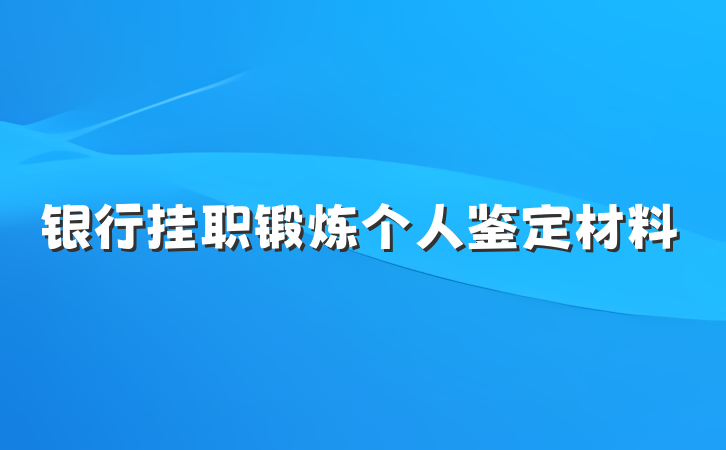 银行挂职锻炼个人鉴定材料