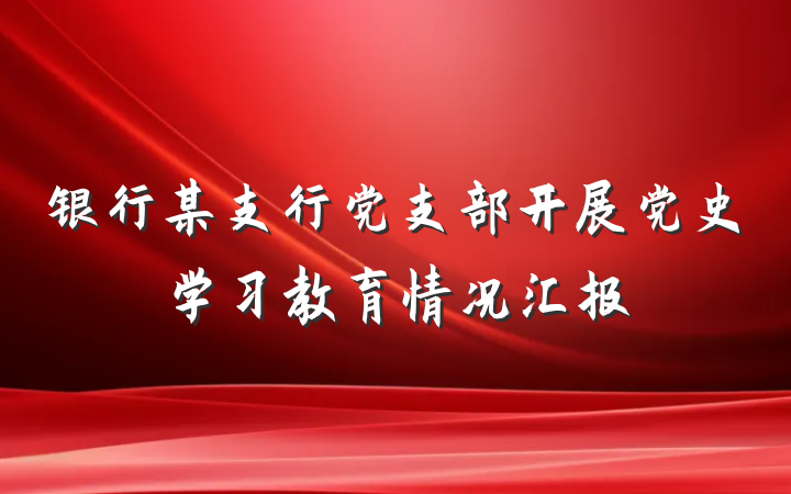 银行某支行党支部开展党史学习教育情况汇报
