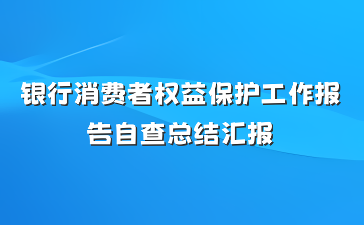 银行消费者权益保护工作报告自查总结汇报
