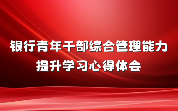 银行青年干部综合管理能力提升学习心得体会