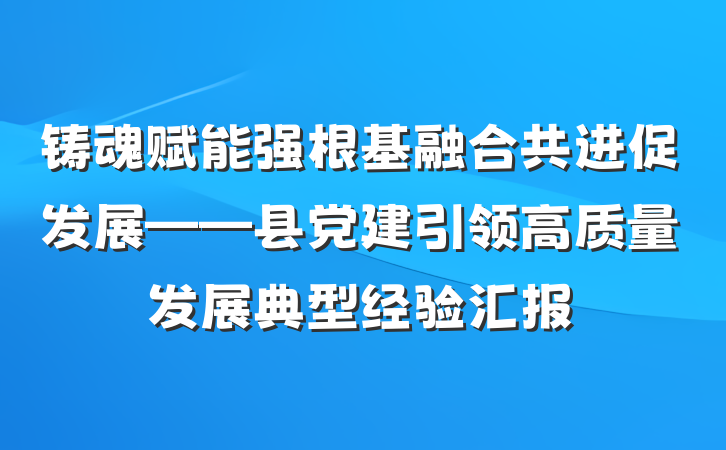 铸魂赋能强根基融合共进促发展——县党建引领高质量发展典型经验汇报