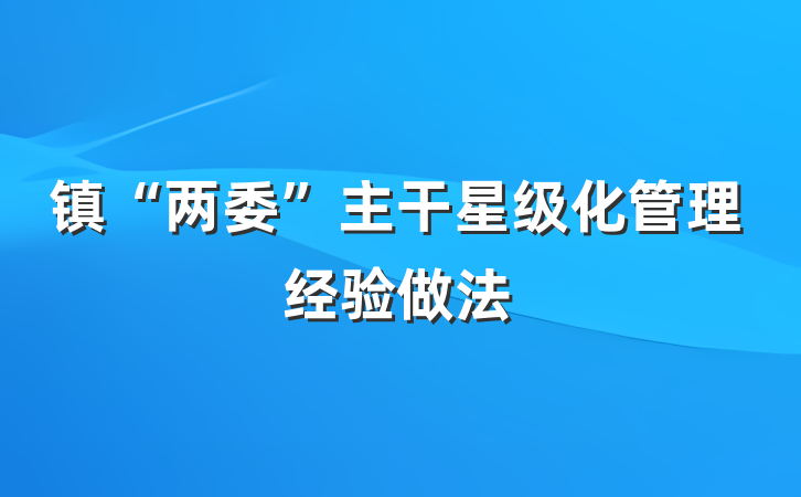 镇“两委”主干星级化管理经验做法