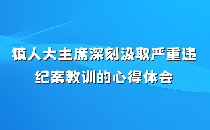 镇人大主席深刻汲取严重违纪案教训的心得体会