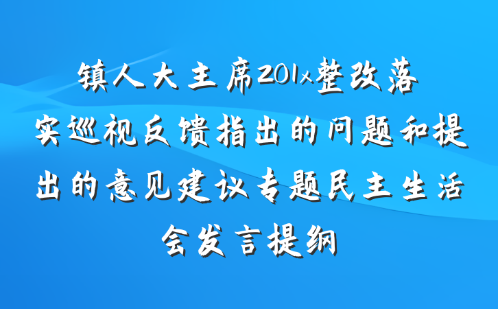 镇人大主席201x整改落实巡视反馈指出的问题和提出的意见建议专题民主生活会发言提纲