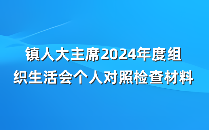 镇人大主席2024年度组织生活会个人对照检查材料