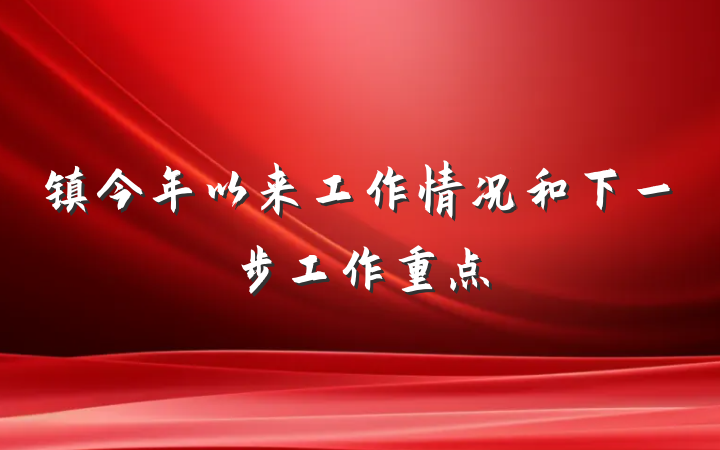 镇今年以来工作情况和下一步工作重点
