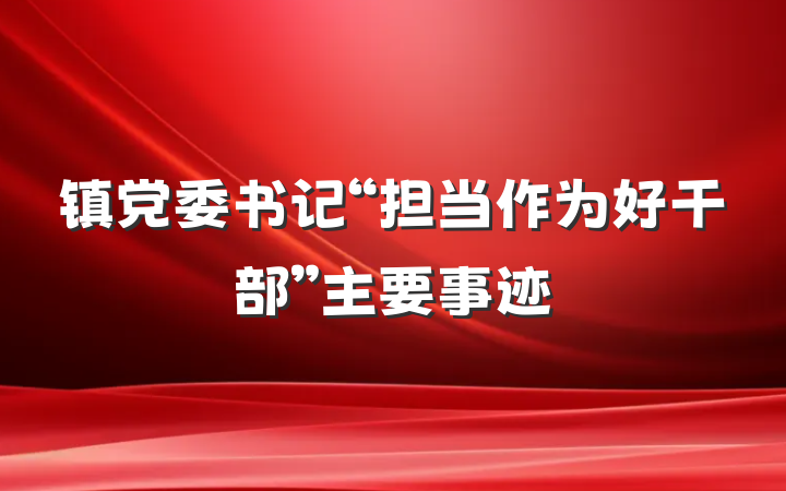 镇党委书记“担当作为好干部”主要事迹