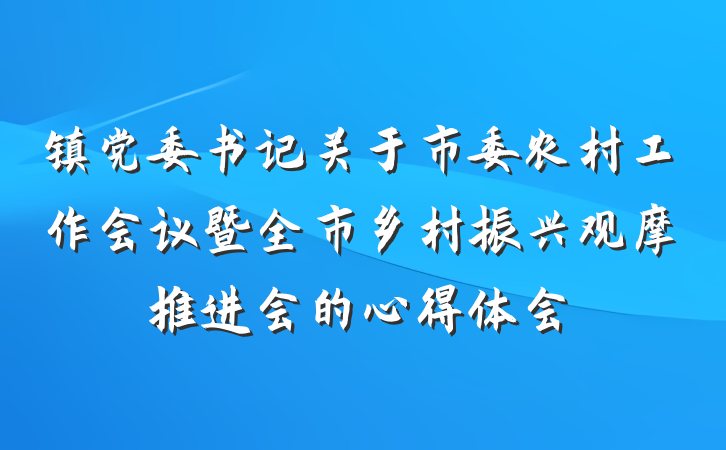 镇党委书记关于市委农村工作会议暨全市乡村振兴观摩推进会的心得体会