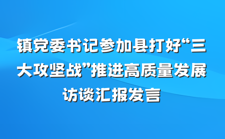 镇党委书记参加县打好“三大攻坚战”推进高质量发展访谈汇报发言